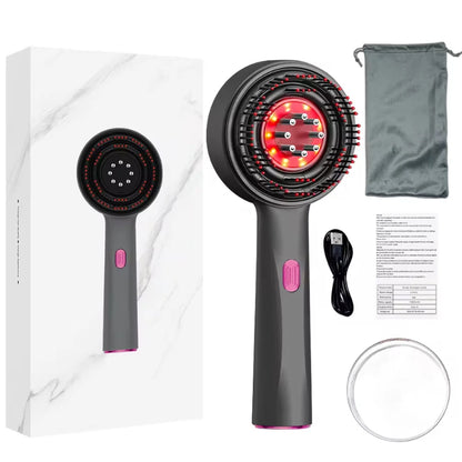 Red Light Scalp Massager with Serum Applicator, Electric Hair Comb with 3 Modes & 630nm LED, Rechargeable for Scalp Stimulation