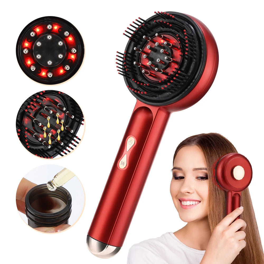 3-in-1 Red Light Therapy Hair Growth Comb | Scalp Massage & Oil Applicator