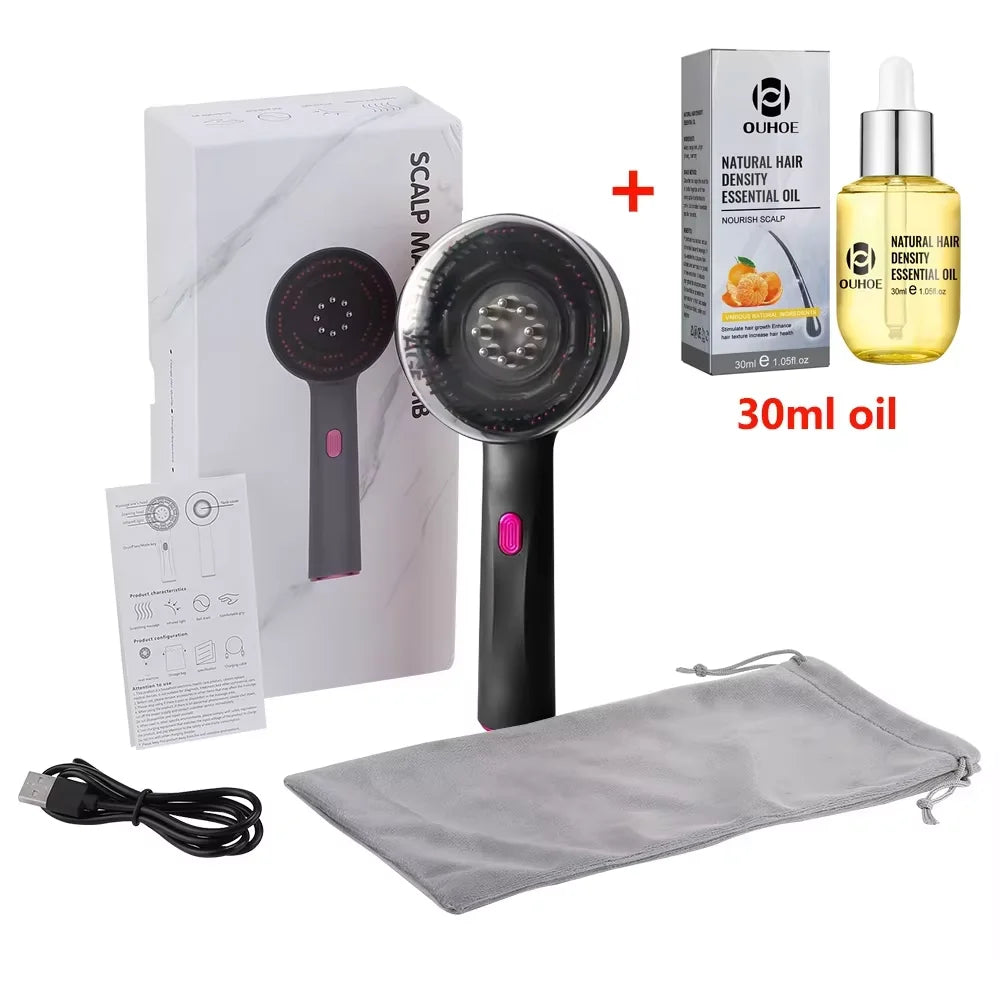 3-in-1 Red Light Therapy Hair Growth Comb | Scalp Massage & Oil Applicator