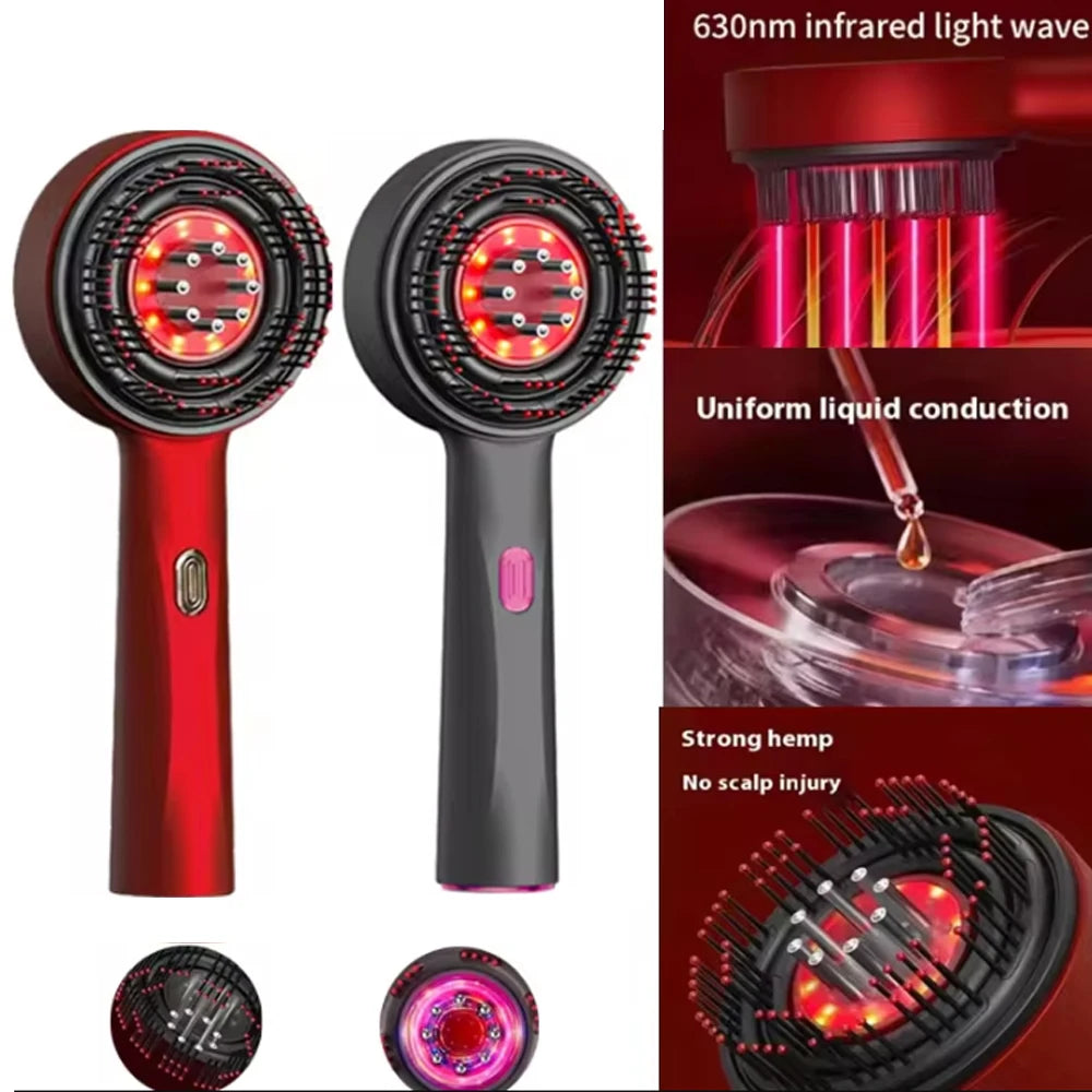 3-in-1 Red Light Therapy Hair Growth Comb | Scalp Massage & Oil Applicator